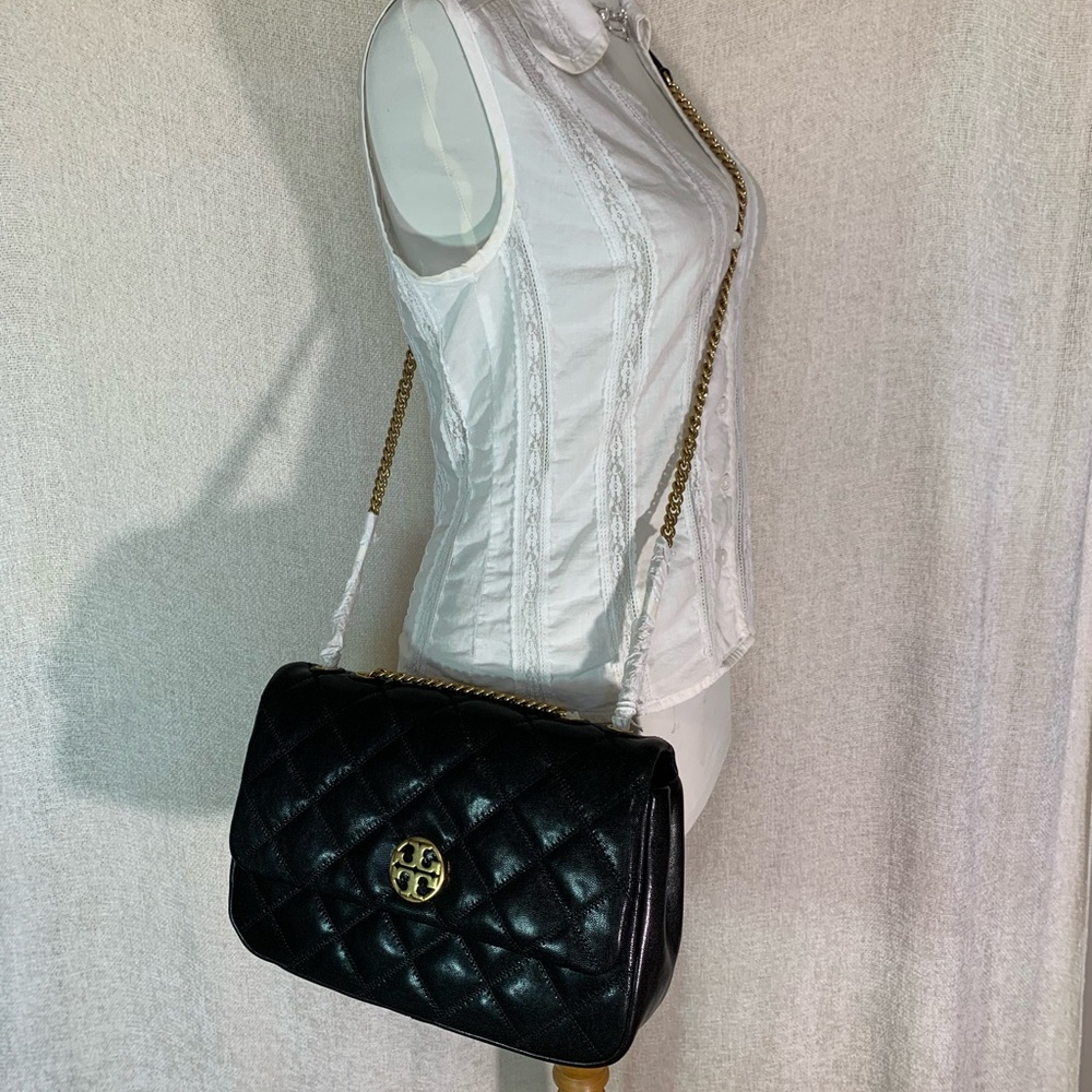 NEW Tory Burch Willa Black Leather Large Convertible Shoulder Bag/Crossbody Bag - Picture 12 of 16